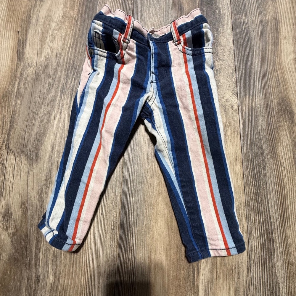 Coastal Gymboree Skinny Jeans Striped Navy Orange Playwear 12-18 Months
